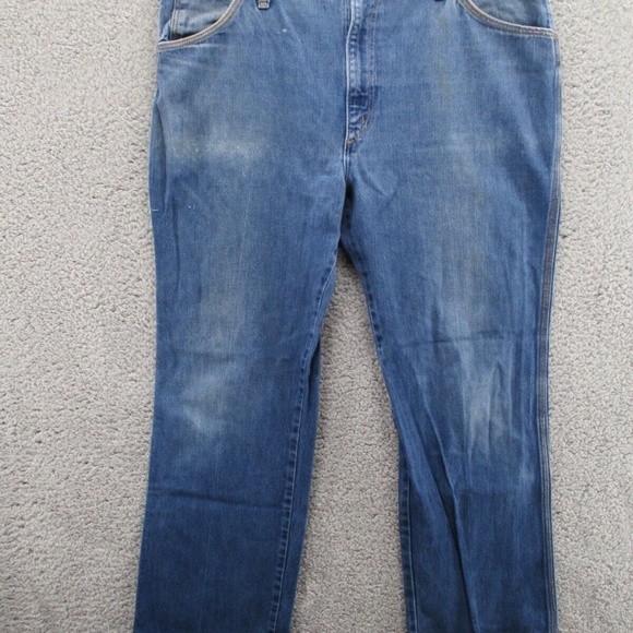 Vintage 1980's Wrangler Jeans Men's 38 Short Distressed Stone Wash Blue 84414KB - Picture 2 of 14